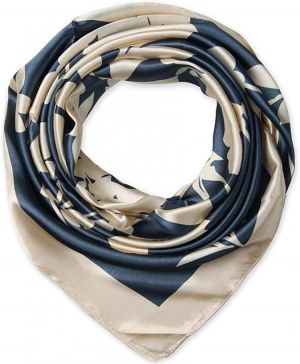 all in one place אביזרי נשים Corciova Navy Dark Blue Stain Silk Like Hair Wrapping Night Sleeping Head Scarf