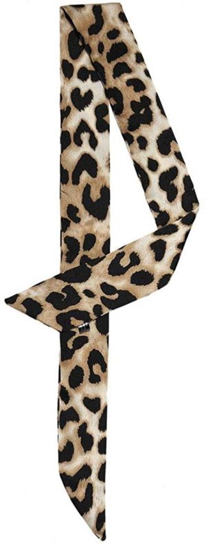 Allegra K Skinny Scarf Womens Thin Long Neckscarf Fashion Leopard Print Hairband Waistband Bag Handle Accessory