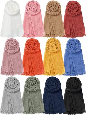 12 Pieces Long Head Wraps Scarf for Women Lightweight Shawl Turban Hijab Scarf Solid Color Soft Head Scarf for Women Girls, 35.5 x