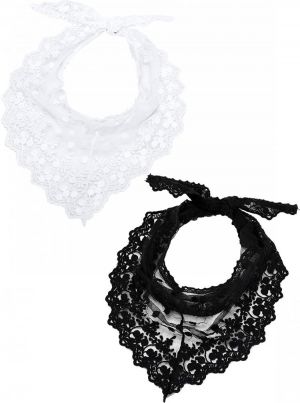 2 Pieces 1950s Retro Lace Scarf Triangle Neck Scarf Embroidered Lace Wrap Hair Wrap for Women