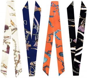 4-Pairs Narrow Handbag Handle Wrap Ribbon Neckerchief Scarf for Women