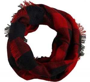 Wander Agio Womens Winter Head Hair Wraps Circle Scarves Warm Plaid Scarf