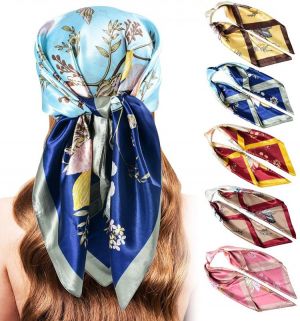 35" Hair Scarf Silk Head Scarf for Women - 5PCS Large Satin Wraps Headscarf for Sleeping Headscarf Bundle