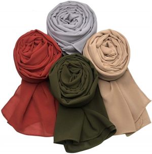 MANSHU 4 PCS Women Soft Chiffon Scarves Shawl Long Scarf Wrap Scarves.