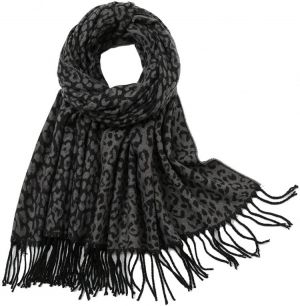 Leopard Print Cheetah Pashmina Scarf Shawls and Wraps for Women Winter Warm Long Large Scarves with Tassel