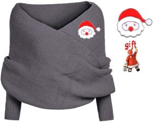 Women Knitted Wrap Scarf, Scarf Warm Knit Sweater Tops Scarf with Sleeve Wrap Scarf Shawl Scarves Scarf Cape Shawl