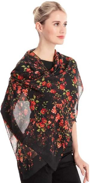 Acotavie Women's Chiffon Scarf Lightweight Scarves Fashion Floral Print Scarfs Shawl for Ladies and Girls