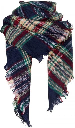 Qupish Plaid Blanket Winter Scarfs for Women Soft Warm Cozy Scarf Classic Chunky Oversized Wrap Shawl Scarves Gifts
