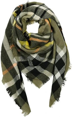 Winter Plaid Scarf Blanket Shawl - Women Neck Warm Wraps Soft Tartan Large Pashmina Cape Girls Black