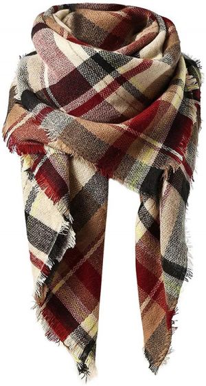 Century Star Thick Tartan Scarf Oversized Blanket Soft Warm Shawl Classic Plaid For Women