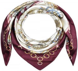 Corciova 35 x 35 Red Large Square Stain Silk Like Head Scarf Hair Sleeping Wrap