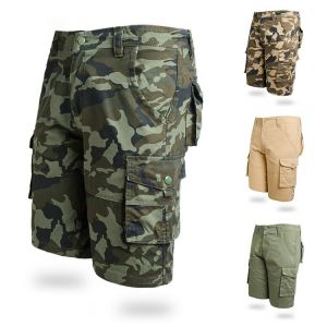 Men's Summer Cargo Shorts Camouflage Men Streetwear Casual Shorts Men Cotton Knee Length Military Workout Shorts Pants Plus S