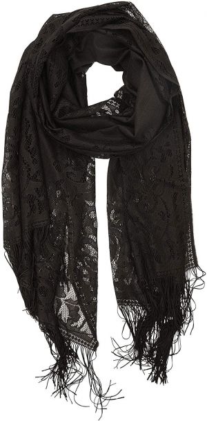 YOUR SMILE Ladies/Women's Lightweight Solid Color Fringe Lace Tassels Long Shawl Scarf For Spring Summer Fall