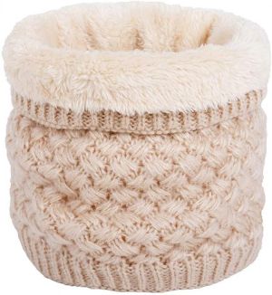 CRUOXIBB Women Winter Neck Warmer Gaiter Double-Layer Soft Fleece Lined Thick Knit Circle Scarf Windproof