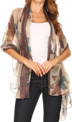 Sakkas Nichole summer gauze featherweight patterned versitile sheer scarf wrap