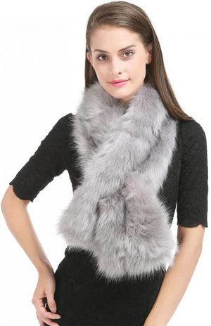 Saferin Women's Winter Faux Fake Fur Straight Wedding Halloween Party Custume Accessory Scarf Wrap Collar Shawl Shrug