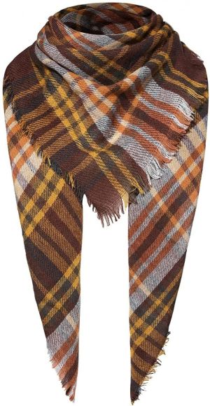 Scarfs for Women Winter Triangle Scarf Classic Plaid Warm Scarf Oversized Soft Scarves Large Knitted Wrap Shawl