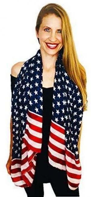 Shimmer Anna Shine USA American Flag Patriotic Scarf