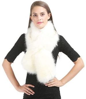 Saferin Women's Winter Faux Fake Fur Straight Wedding Halloween Party Custume Accessory Scarf Wrap Collar Shawl Shrug