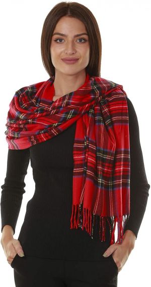 GILBIN'S Big Winter Warm Tartan Checked Cashmere Feel Shawl Blanket Scarf 80" x 30"