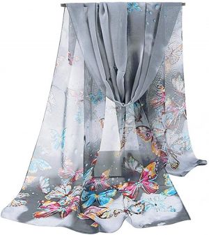 GERINLY Women Scarves Cute Butterflies Sheer Chiffon Scarf Soft Travel Wedding Shawl Mother's Gift