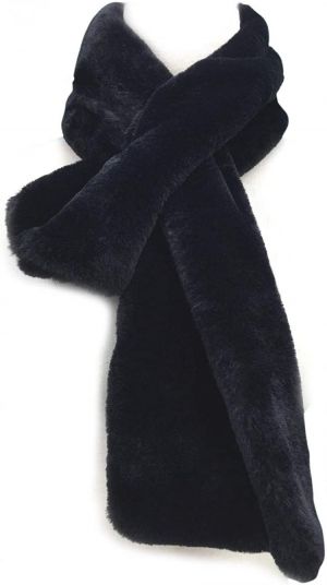YOUR SMILE - Premium Solid Color Long Rectangle Faux Fur Warm Soft Furry Wrap Around Loophole Scarf