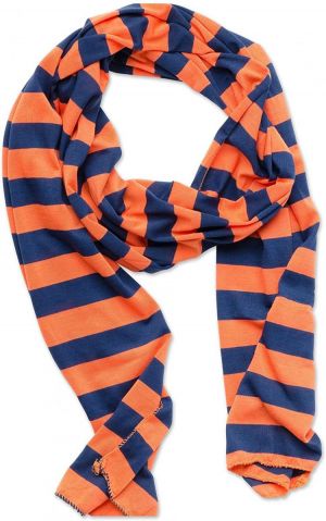 Tickled Pink Women's Game Day Sports Team Apparel Scarf or Wrap, Navy/Orange, 10 x 66"