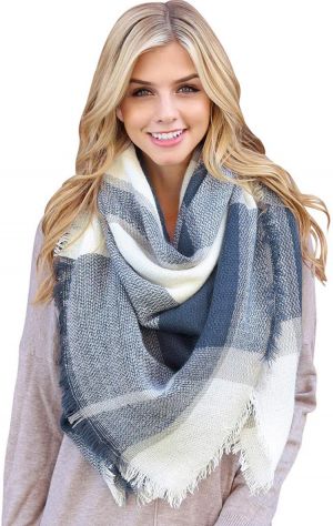 Women's Shawl Wrap Warm Scarf - Cozy Oblong/Plaid Blanket/Stripe Light Circle Infinity