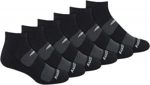 Saucony Men's Multi-Pack Mesh Ventilating Comfort Fit Performance Quarter Socks (6 & 12, White (6 Pairs), Shoe Size: 8-12