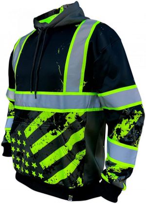 SafetyShirtz SS360 Stealth American Grit Hoody - Black - Enhanced Visibility