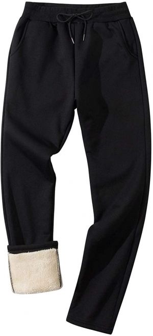 Gihuo Men's Winter Fleece Pants Sherpa Lined Sweatpants Active Running Jogger Pants