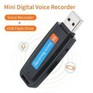 Portable USB Voice Recorder Pen Rechargeable U-Disk Recorder One-Button Recording Storage Support Micro SD TF Card Up to 32G