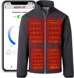 Venture Heat Men's Bluetooth Softshell Heated Jacket with Battery - 16W High Power Electric Coat with Hand Warmer, Outlast