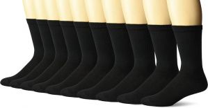 Hanes 10-Pack Crew Socks Black 10-13 (US Men's 6-12 Shoe Size)