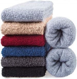 YSense 6 Pairs Mens Fuzzy Socks Winter Slipper Fleece Socks Men