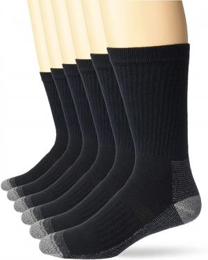 Fruit of the Loom mens Cotton Work Gear Crew Socks | Cushioned, Wicking, Durable | 6 Pack