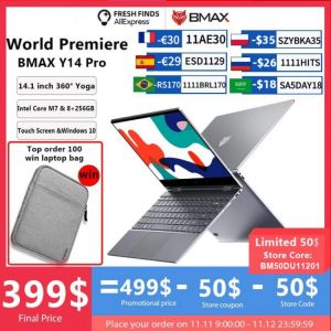 World Premiere BMAX Y14 Pro 360° 2-in-1 14.1" Notebook HD Display Intel Core M7 8GB 256GB SSD Windows 10 Laptop