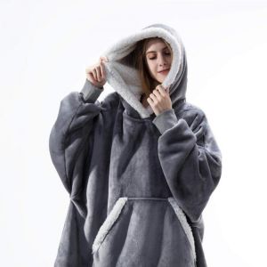 Oversized Hoodie Blanket with Sleeves Men Women Sweatshirt Winter Fleece Streetwear Sherpa Giant Hoodies sudaderas con capucha