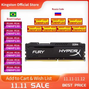 Original Kingston HyperX FURY DDR4 3200MHz 8GB 16GB Desktop RAM Memory CL18 DIMM 288-pin Desktop Internal Memory For Gaming