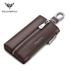 WILLIAMPOLO 2020 Genuine leather Key Wallet men's key chain coin purse High capacity universal Cowhide high quality key stora