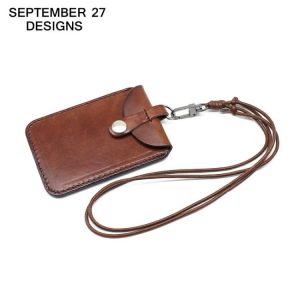 New Fashion Vertical Style ID Badge Holder For Work Genuine Leather Student Identity Bus Card Case Retractable Lanyard Tag Bag