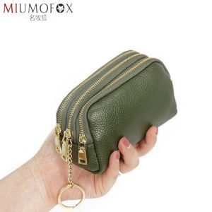 Genuine Leather Women Card Coin Key Holder Change Pouch Purse Mini Pocket Zipper Popular Small Money Bag Wallet High-capacity