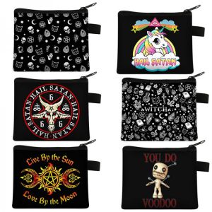 Witch / Voodoo / Wicca Coin Puse Women Wallet Witchcraft / Black Cat Boys Girls Coin Bag Ladies Card and Key Holder Kawaii Bags