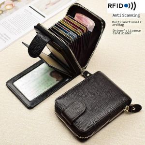 Men Wallets Man's Card Genuine Leather Clutch Wallets Purses Driver's License Cover Zipper Organ Women's Wallet Car