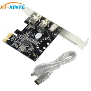 XT-XINTE Expansion Card PCIe 3 Ports 1394A Firewire PCI Express to IEEE 1394 Adapter Controller 2 x 6 Pin And 1 x 4 Pin
