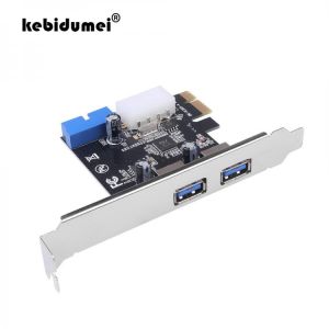 kebidumei High Quality USB 3.0 PCI-E Expansion Card Adapter External 2 Port USB3.0 Hub Internal 20pin Connecter PCI-E Card