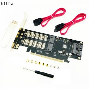 Riser Card M2 NVMe SSD NGFF to PCIE 3.0 X16 Adapter for Chia Mining Support M Key NVME SSD B Key M.2 SATA SSD mSATA 3in1 Adapter