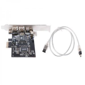 1 Set PCI-e 1X IEEE 1394A 4 Port(3+1) Firewire Card Adapter With 6 Pin To 4 Pin IEEE 1394 Cable For Desktop PC