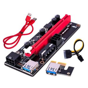 PCI Express Riser Card for BTC Bitcoin PCI-E 1X to 16X Extender Adapter with USB 3.0 Cable 4Pin 6Pin Power for GPU Mining Miner