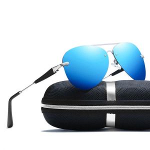 Luxury Brand Sunglasses Men Polarized Driving Coating Glasses Metal Rimless Pilot Sun glasses For Men Gafas De Sol Hombre MBZ743